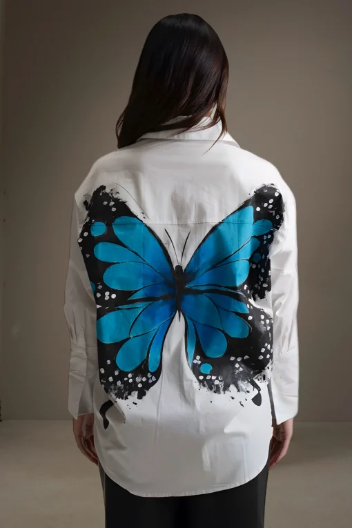 Oxford-Shirt-Painted-Blue-Butterfly