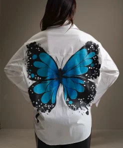 Oxford-Shirt-Painted-Blue-Butterfly