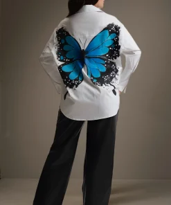 Oxford-Shirt-Painted-Blue-Butterfly