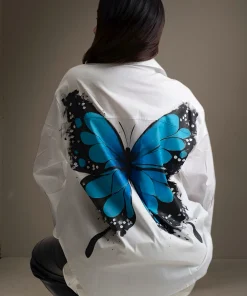 Oxford-Shirt-Painted-Blue-Butterfly