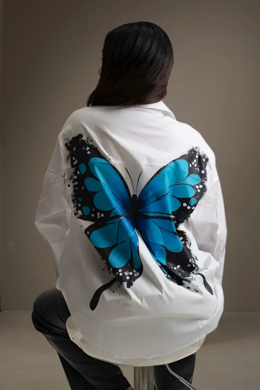 Oxford-Shirt-Painted-Blue-Butterfly
