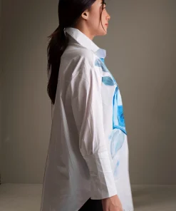 Oxford-Shirt-Painted-Blue-Flower
