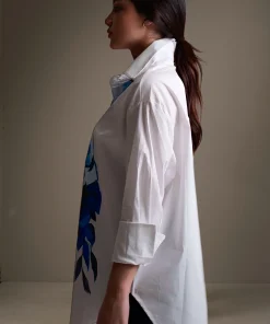 Oxford-Shirt-Painted-Blue-Flower