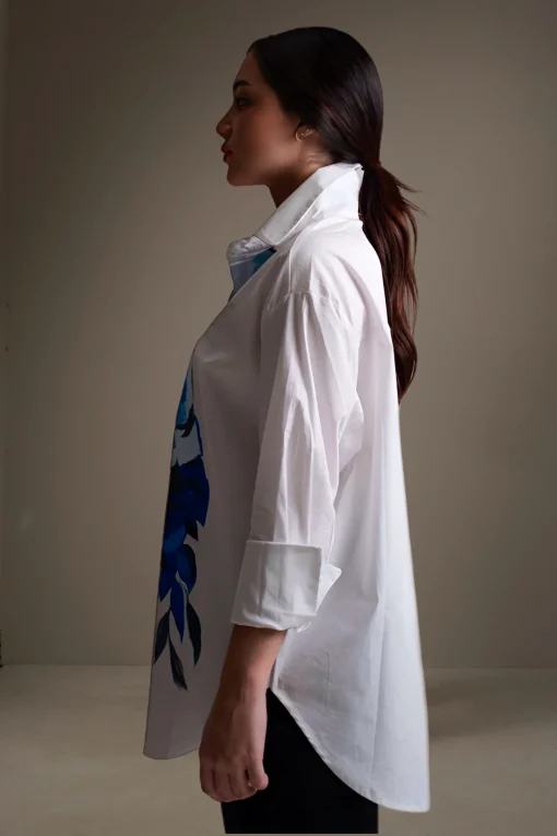 Oxford-Shirt-Painted-Blue-Flower