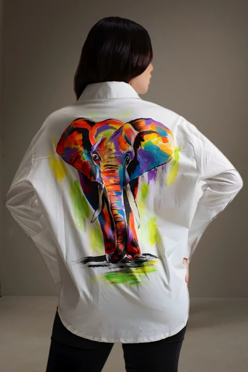 Oxford-Shirt-Painted-Elephant-Art-Pop