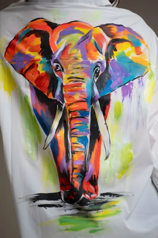 Oxford-Shirt-Painted-Elephant-Art-Pop