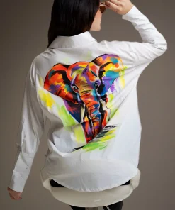 Oxford-Shirt-Painted-Elephant-Art-Pop