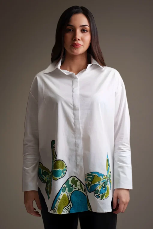 Oxford-Shirt-Painted-Green-Butterflies