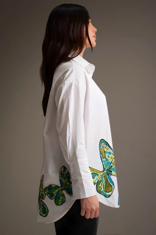 Oxford-Shirt-Painted-Green-Butterflies
