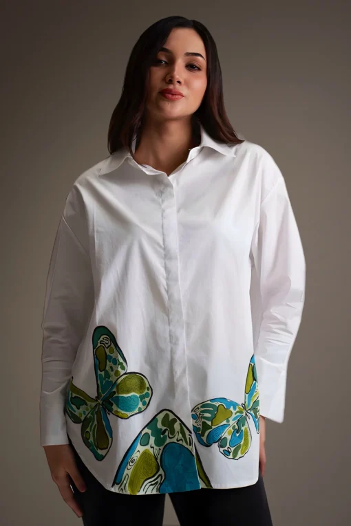 Oxford-Shirt-Painted-Green-Butterflies