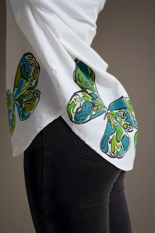 Oxford-Shirt-Painted-Green-Butterflies
