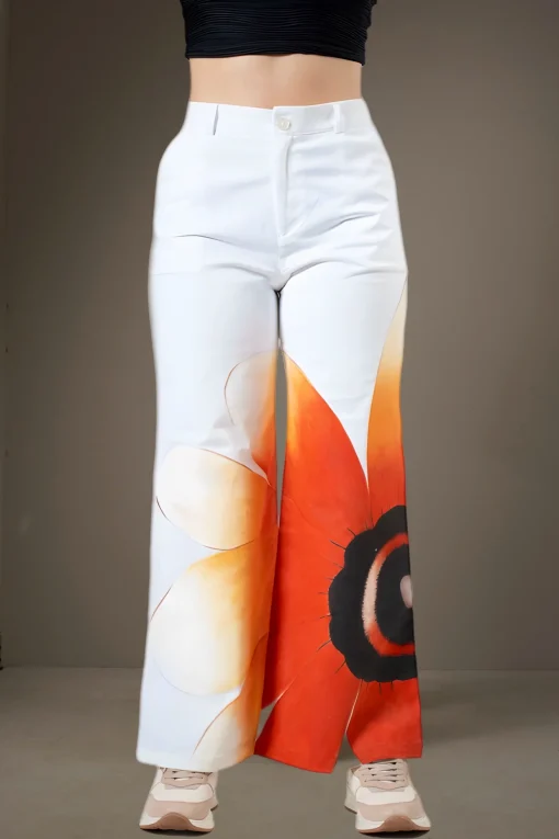 Pants-Painted-Orange-Flower