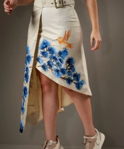 Skirt-Irregular-Blue-Leaves