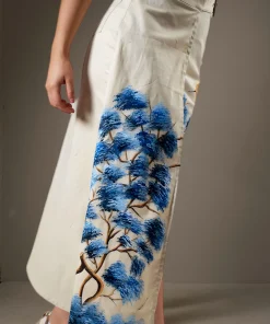 Skirt-Irregular-Blue-Leaves