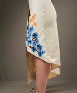 Skirt-Irregular-Blue-Leaves