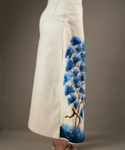 Skirt-Irregular-Blue-Leaves