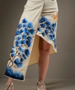 Skirt-Irregular-Blue-Leaves