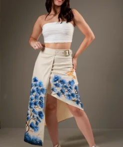 Skirt-Irregular-Blue-Leaves