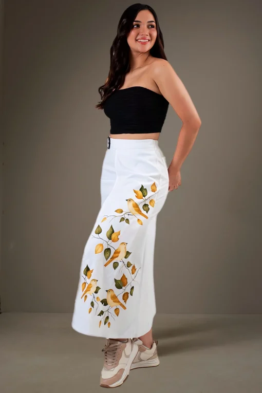 Skirt-Irregular-Painted-Birds