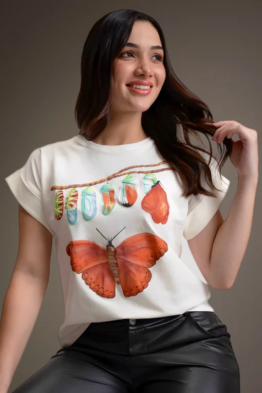 T-Shirt-Embroidery-Metamorphosis butterfly