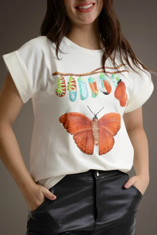 T-Shirt-Embroidery-Metamorphosis butterfly
